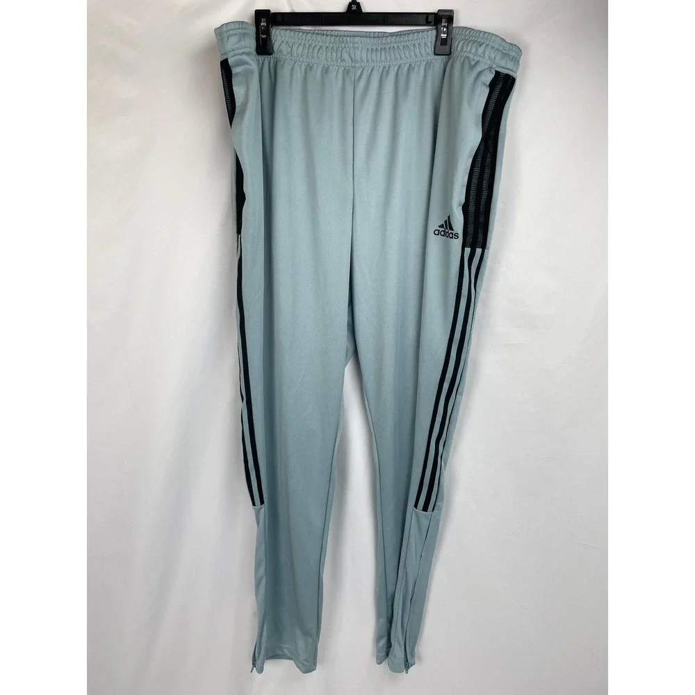 Adidas Men 3XLT Soccer Track Pants Blue Zip Ankle Drawstring Tapered Leg HK3115